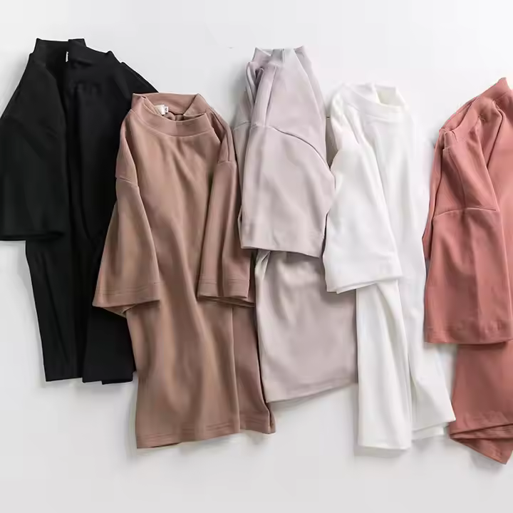 Basic pure cotton summer T-shirt for women, oversized solid casual loose T-shirt