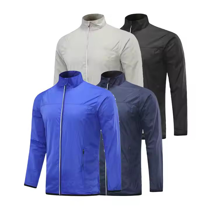 New Fashion Lightweight Polyester Wholesale Plus Size Men's Jacket Full Zipper Running Waterproof Windbreaker Sports Jacket