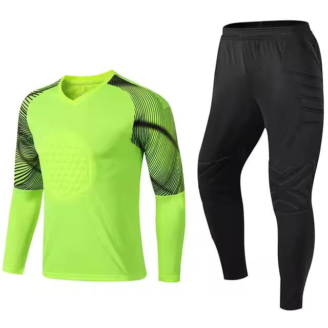 Men's long sleeved football uniform, adult goalkeeper uniform, boys' long sleeved green football uniform, goalkeeper uniform